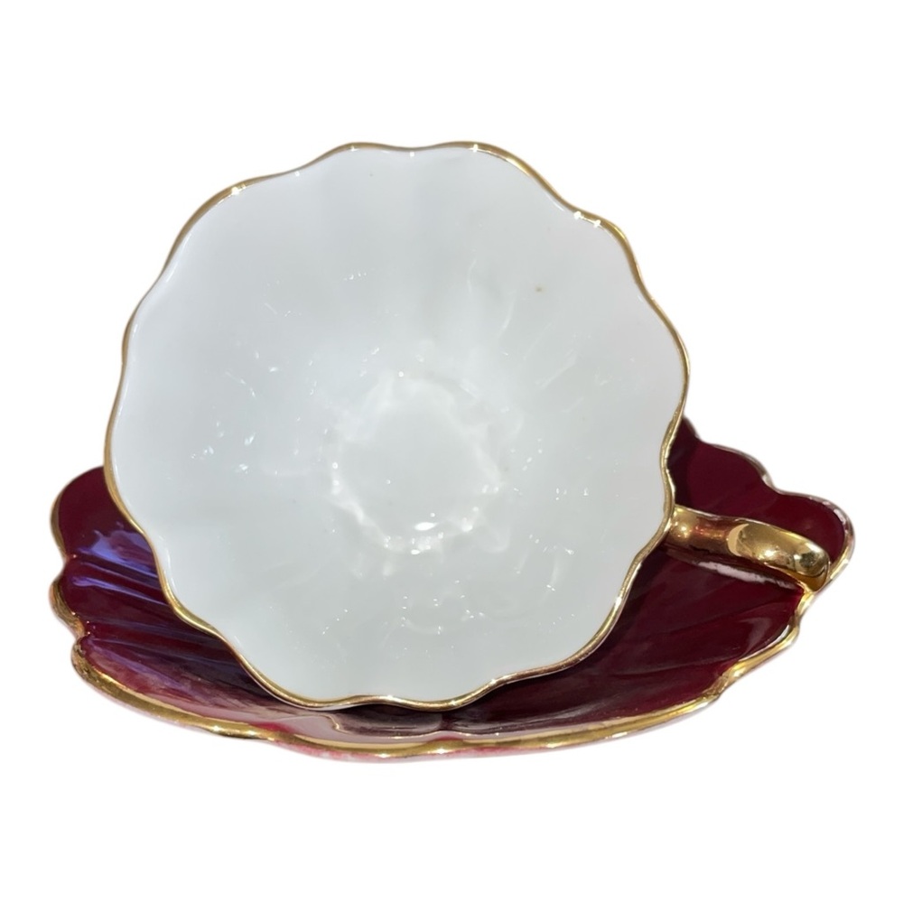 Royal Stuart Spencer Stevenson Harlequin Cups And Saucers  Burgandy - Picture 4 of 7